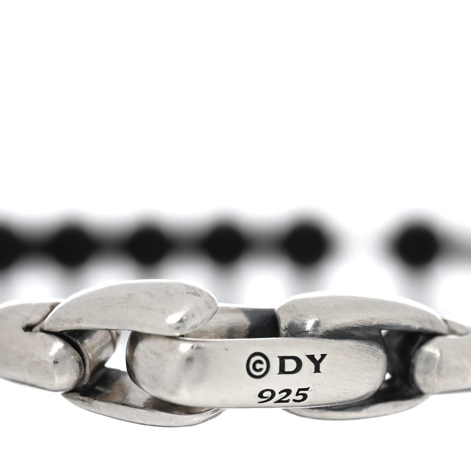 David Yurman Sterling Silver Black Onyx Blue Sapphire 4mm Spiritual Beads Evil Eye Bracelet 3 of 3