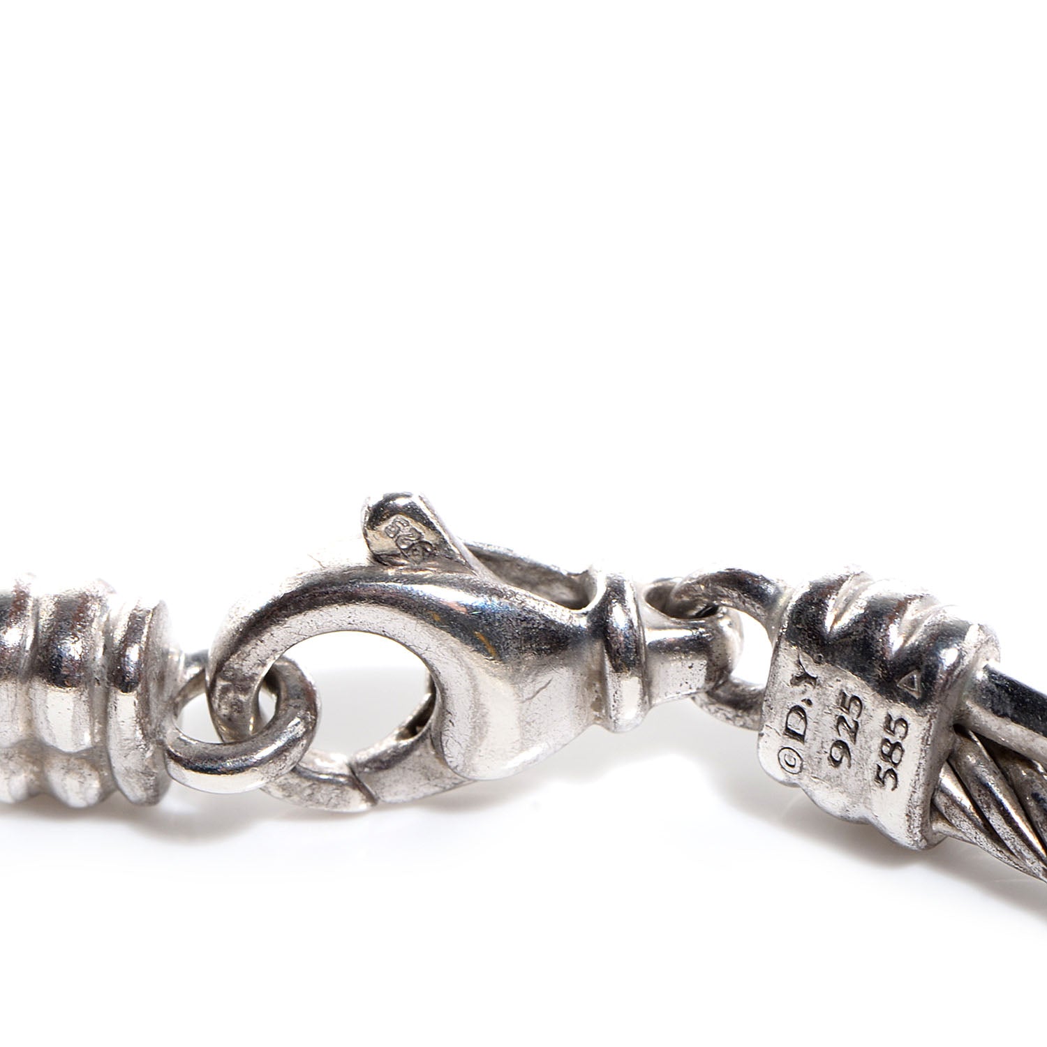 David Yurman Sterling Silver 14k White Gold Pave Diamond Crossover Bracelet 6 of 7