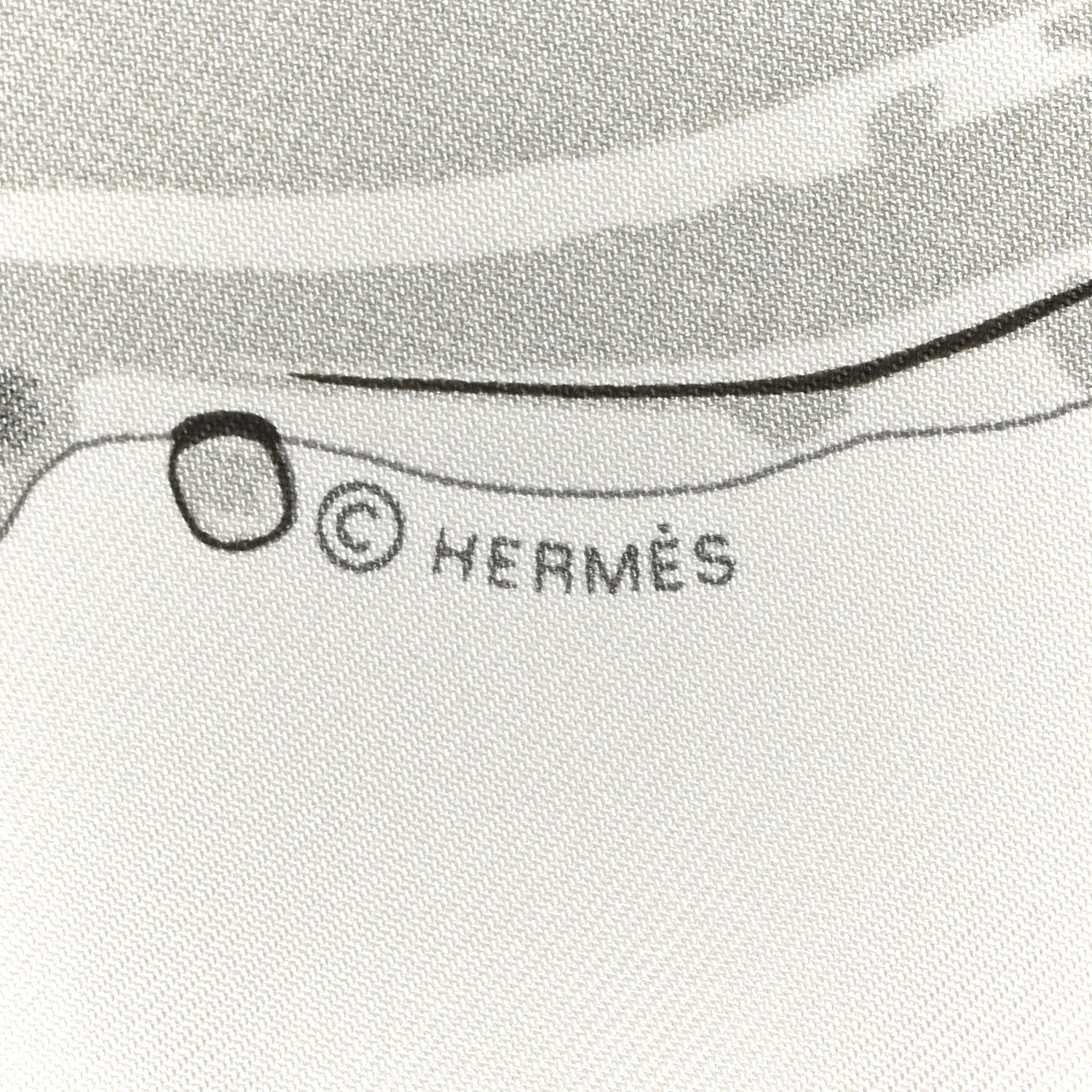 Hermes Silk Peinture Fraiche Pocket Square White Gris Perle 4 of 5
