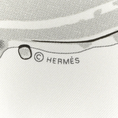 Hermes Silk Peinture Fraiche Pocket Square White Gris Perle 4 of 5
