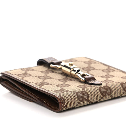 Gucci Monogram Piston Lock Compact Wallet Beige 10 of 14