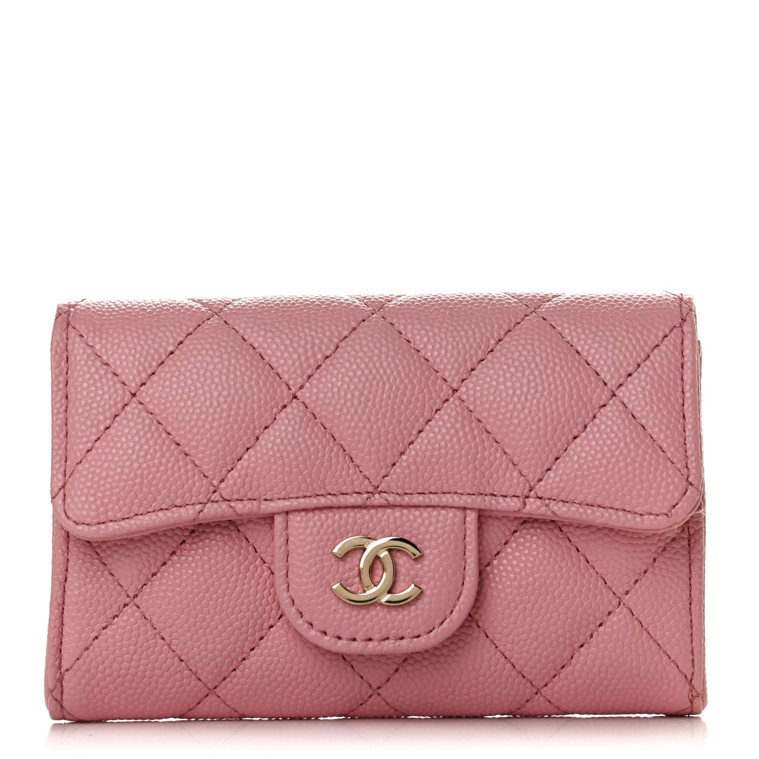 Chanel Caviar Quilted Flap Card Holder Wallet Light Pink 1 of 10