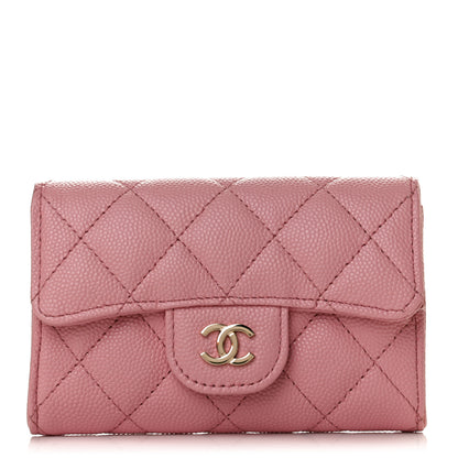 Chanel Caviar Quilted Flap Card Holder Wallet Light Pink 1 of 10