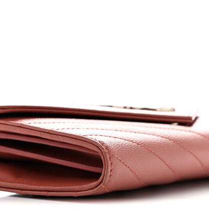 Saint Laurent Grain De Poudre Matelasse Chevron Small Monogram Chain Wallet Blush Fonce 9 of 11