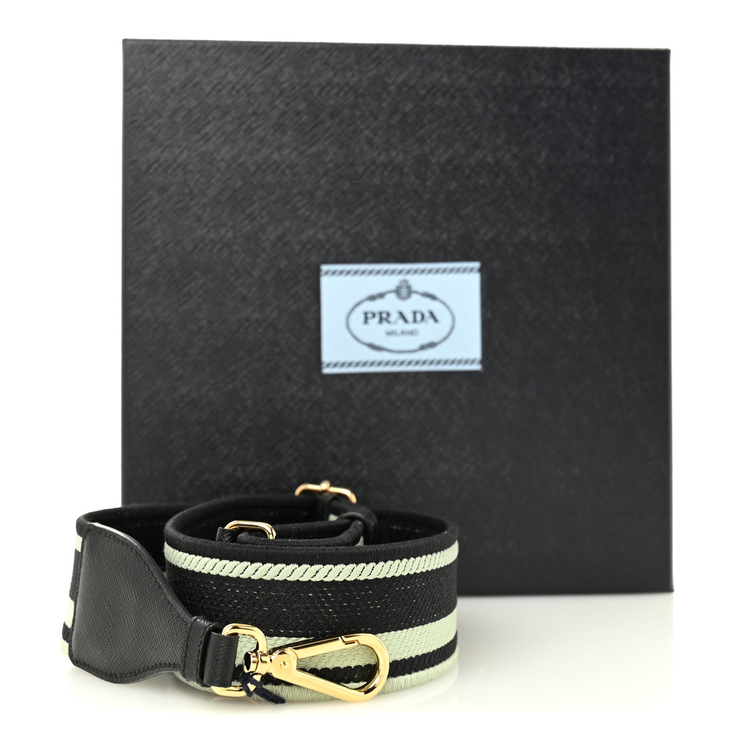 Saffiano Jacquard Logo Ricamo Shoulder Strap Black Acqua
