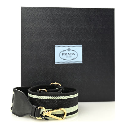 Prada Saffiano Jacquard Logo Ricamo Shoulder Strap Black Acqua 5 of 5