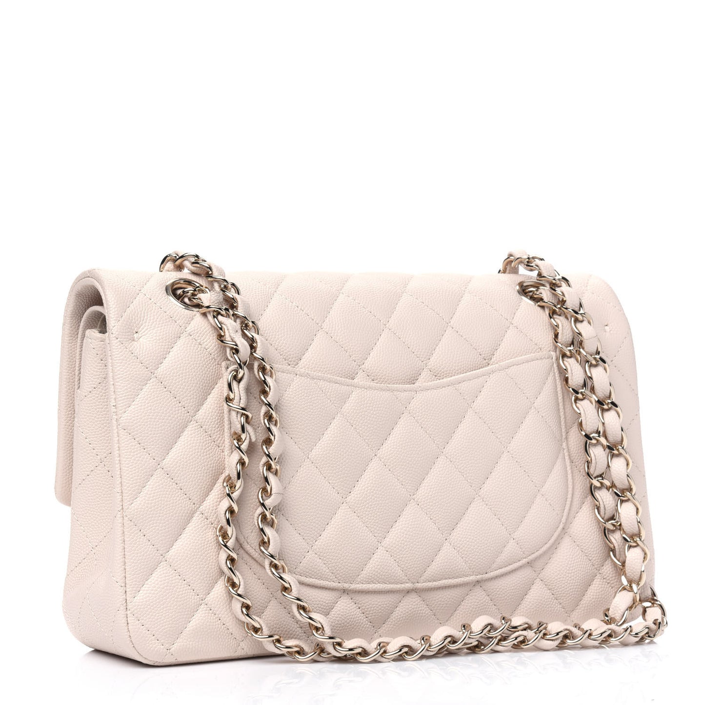 Caviar Quilted Medium Double Flap Beige