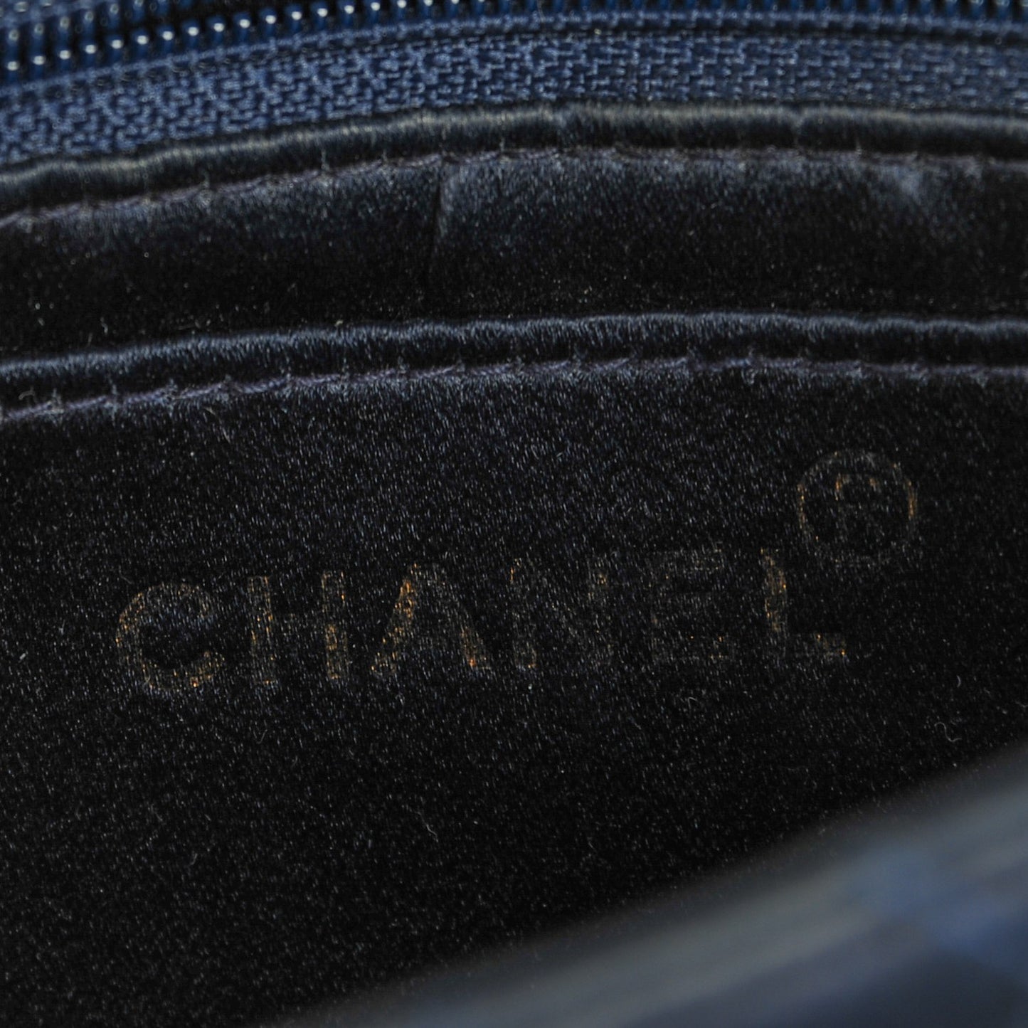 Satin Quilted Small Flap Navy
