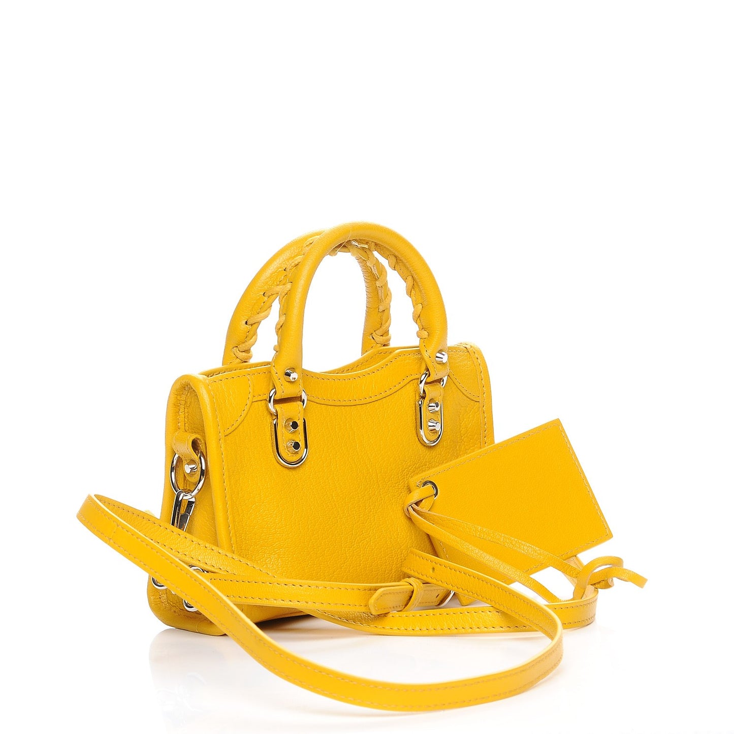 Chevre Silver Metallic Edge Hardware Nano City Jaune Epi