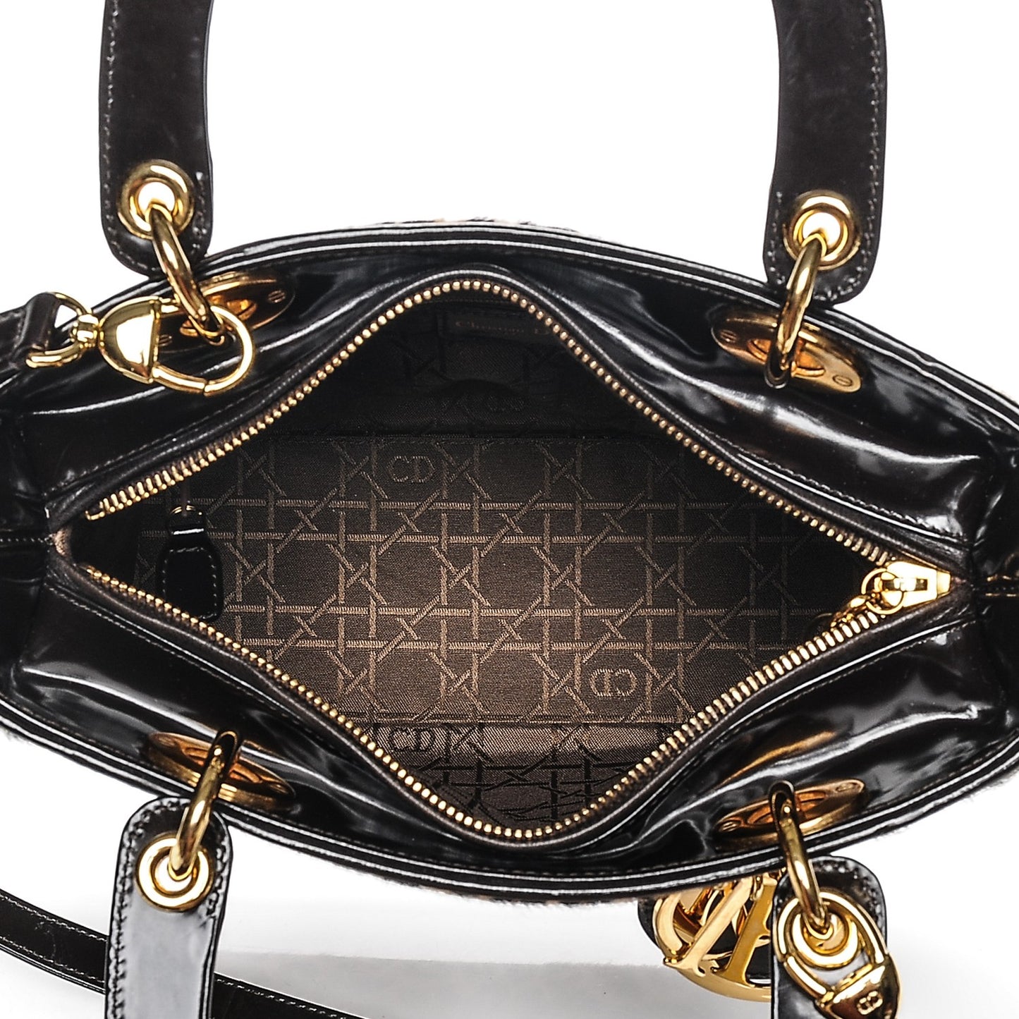 Patent Pony Hair Leopard Print Medium Lady Dior