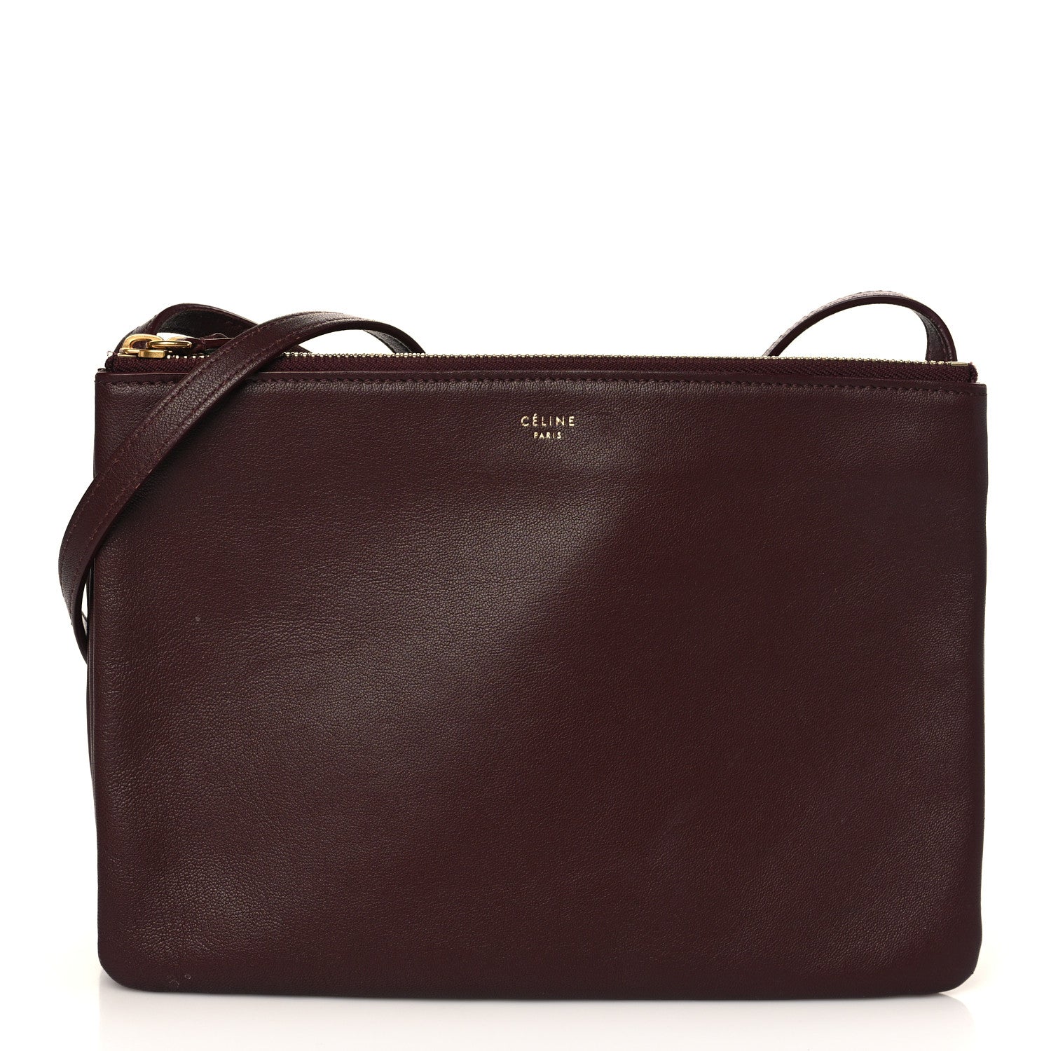 Celine Lambskin Large Trio Crossbody Bag Burgundy 1 of 8