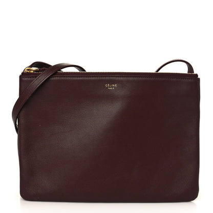 Celine Lambskin Large Trio Crossbody Bag Burgundy 1 of 8