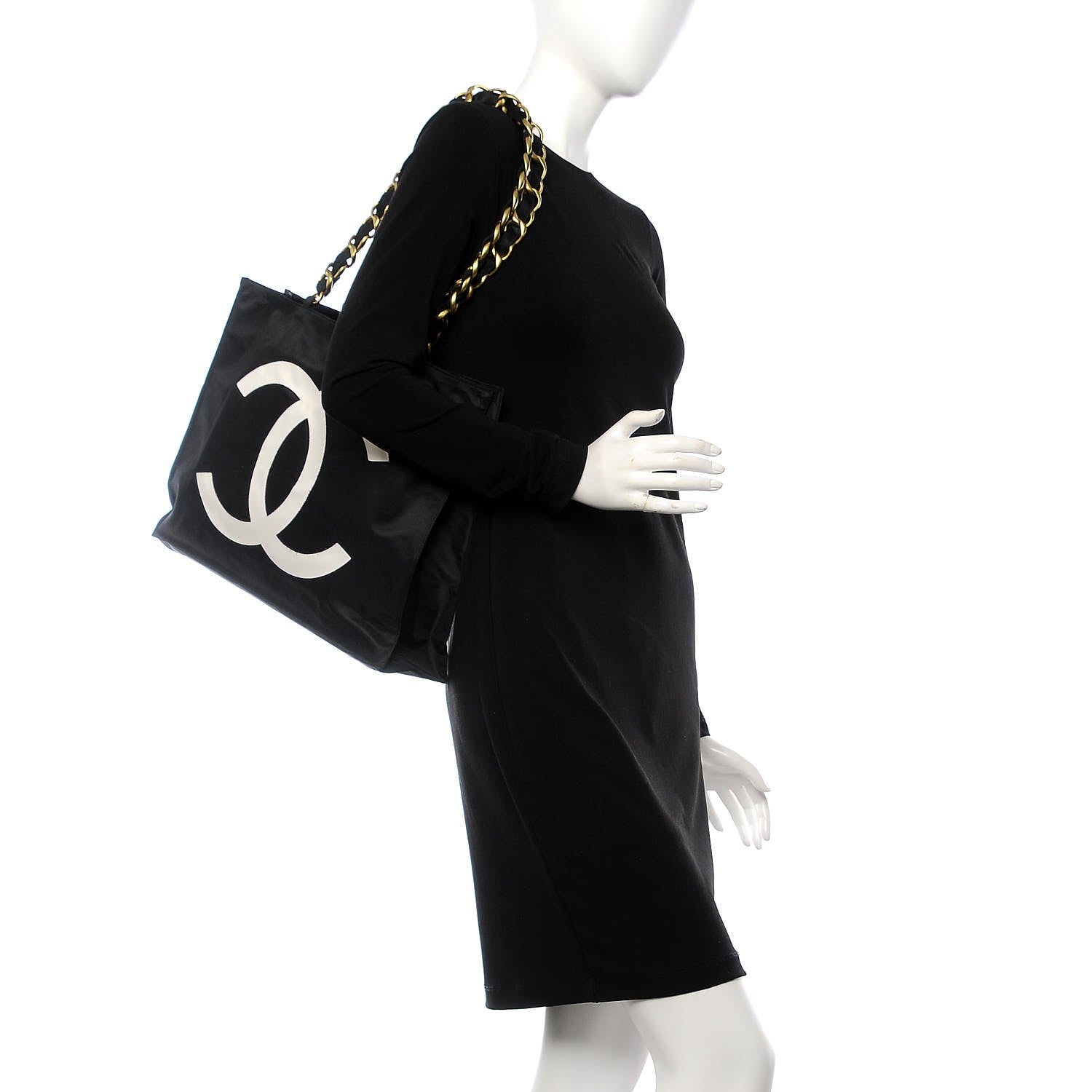 Chanel Canvas Chain Jumbo CC Tote Black 2 of 10