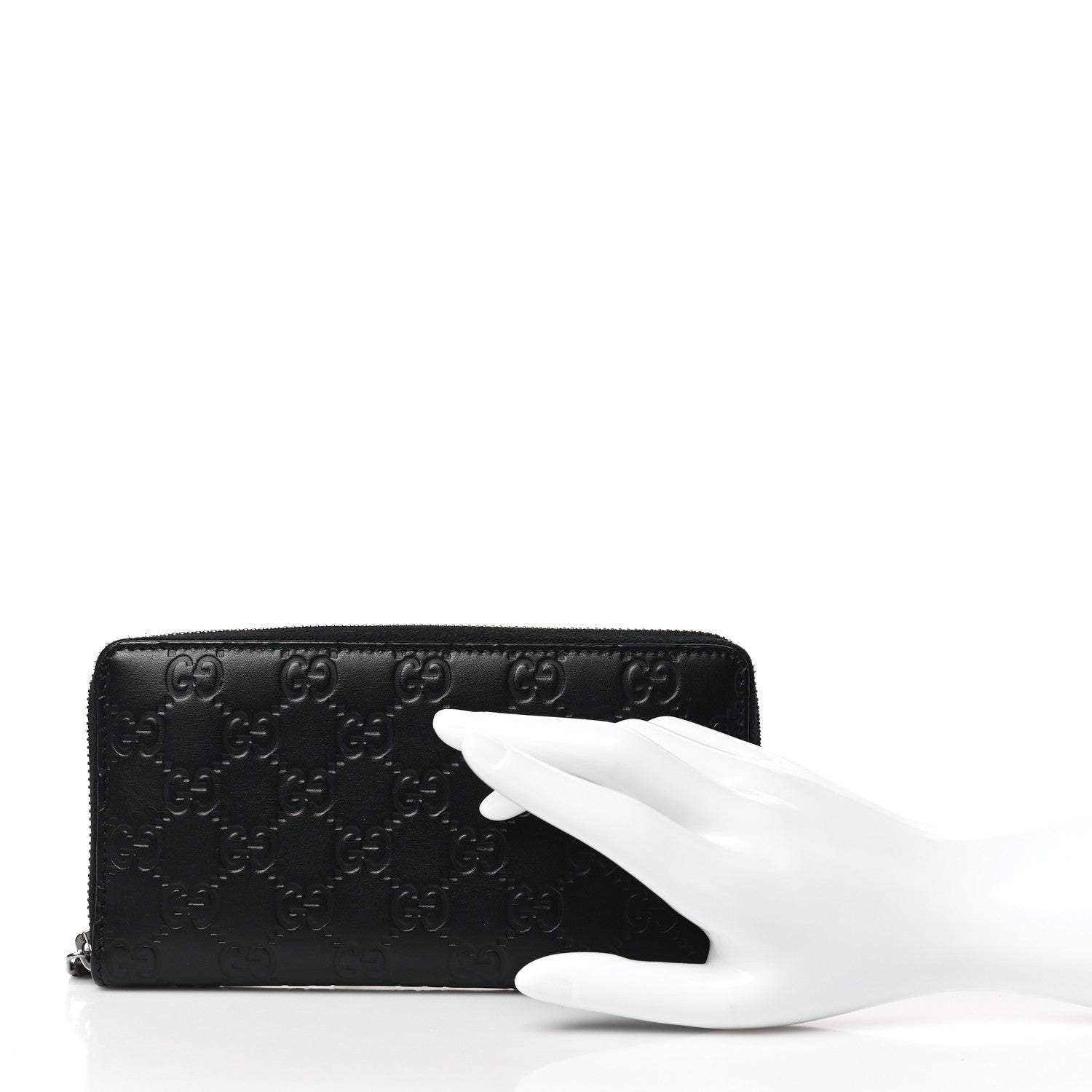 Gucci Guccissima Signature Zip Around Wallet Black 2 of 8