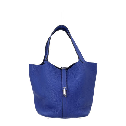 Hermes Taurillon Clemence Picotin Lock 22 MM Bleu Electrique 1 of 10