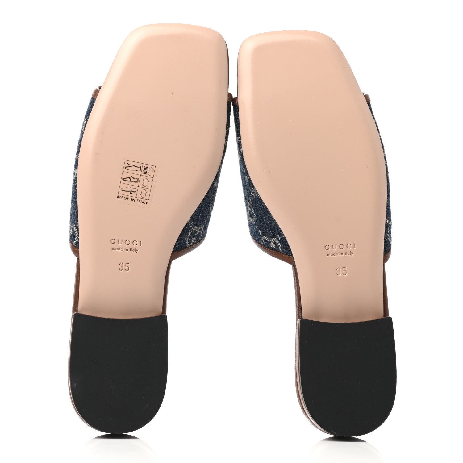 Gucci New Denim GG Monogram Miro Soft Calfskin Jolie Slide Sandals 35 Blue Tea Cuir Epilog 5 of 9