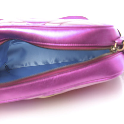 Gucci Laminated Nappa Matelasse Small GG Marmont Chain Shoulder Bag Fuxia Rosso Rosa 5 of 10