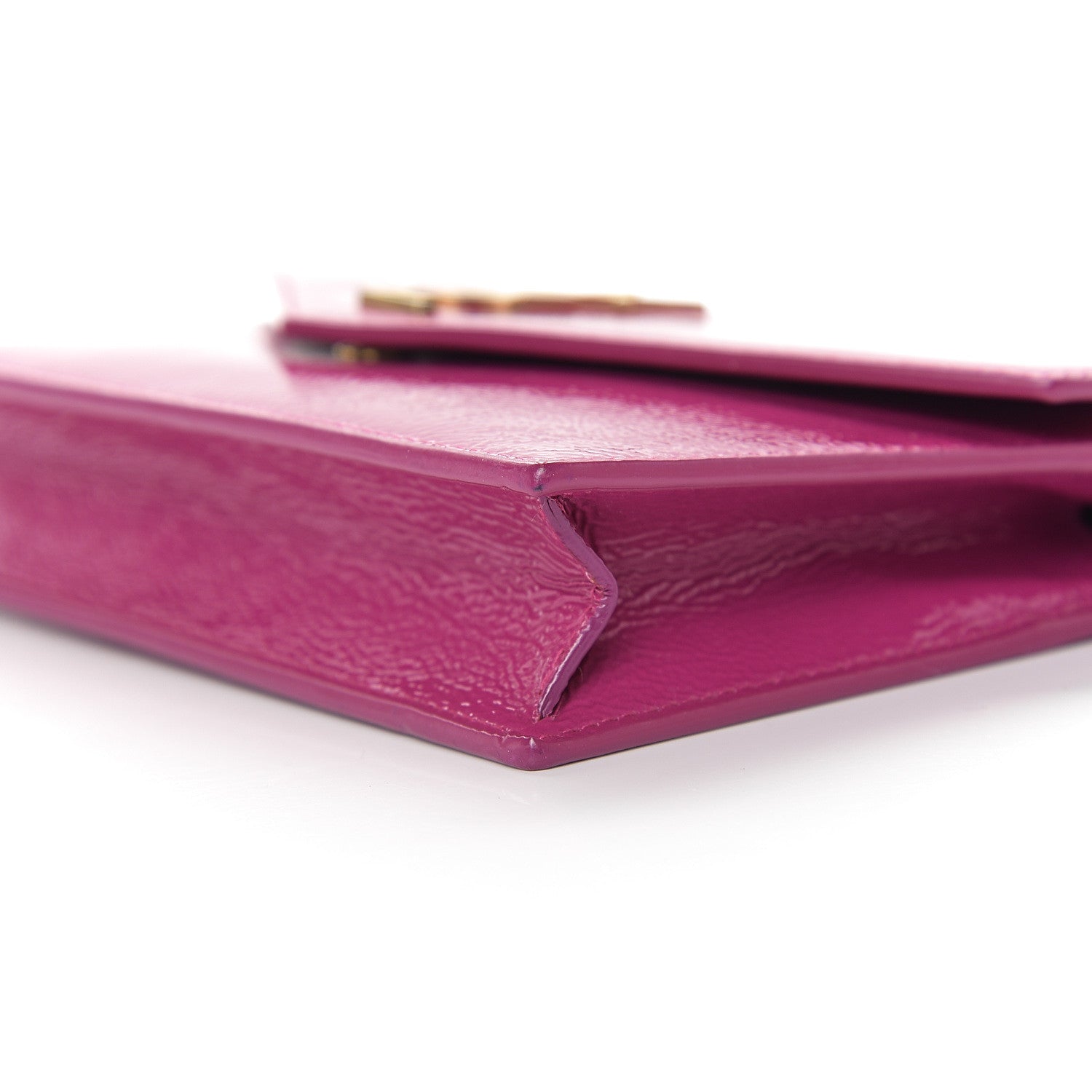Saint Laurent Textured Patent Monogram Envelope Chain Wallet Electric Pink 8 of 9