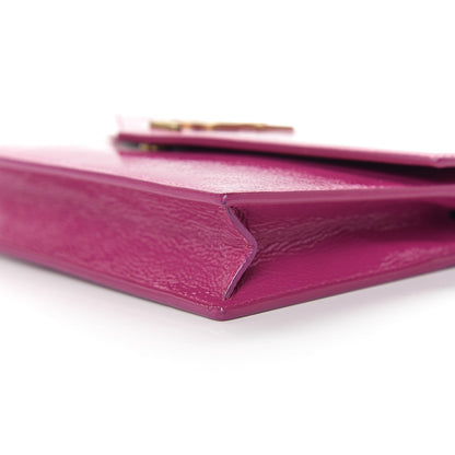 Saint Laurent Textured Patent Monogram Envelope Chain Wallet Electric Pink 8 of 9