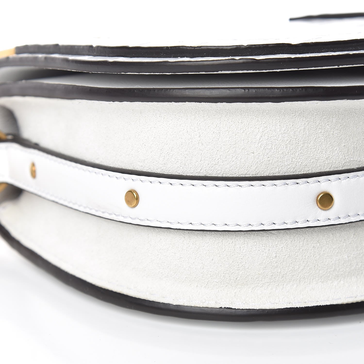Chloe Suede Calfskin Crocodile Embossed Small Nile Bracelet Bag Brilliant White 9 of 11