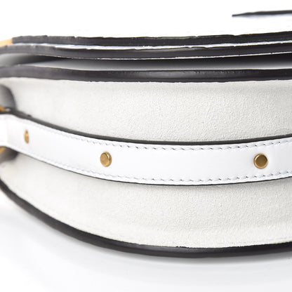 Chloe Suede Calfskin Crocodile Embossed Small Nile Bracelet Bag Brilliant White 9 of 11