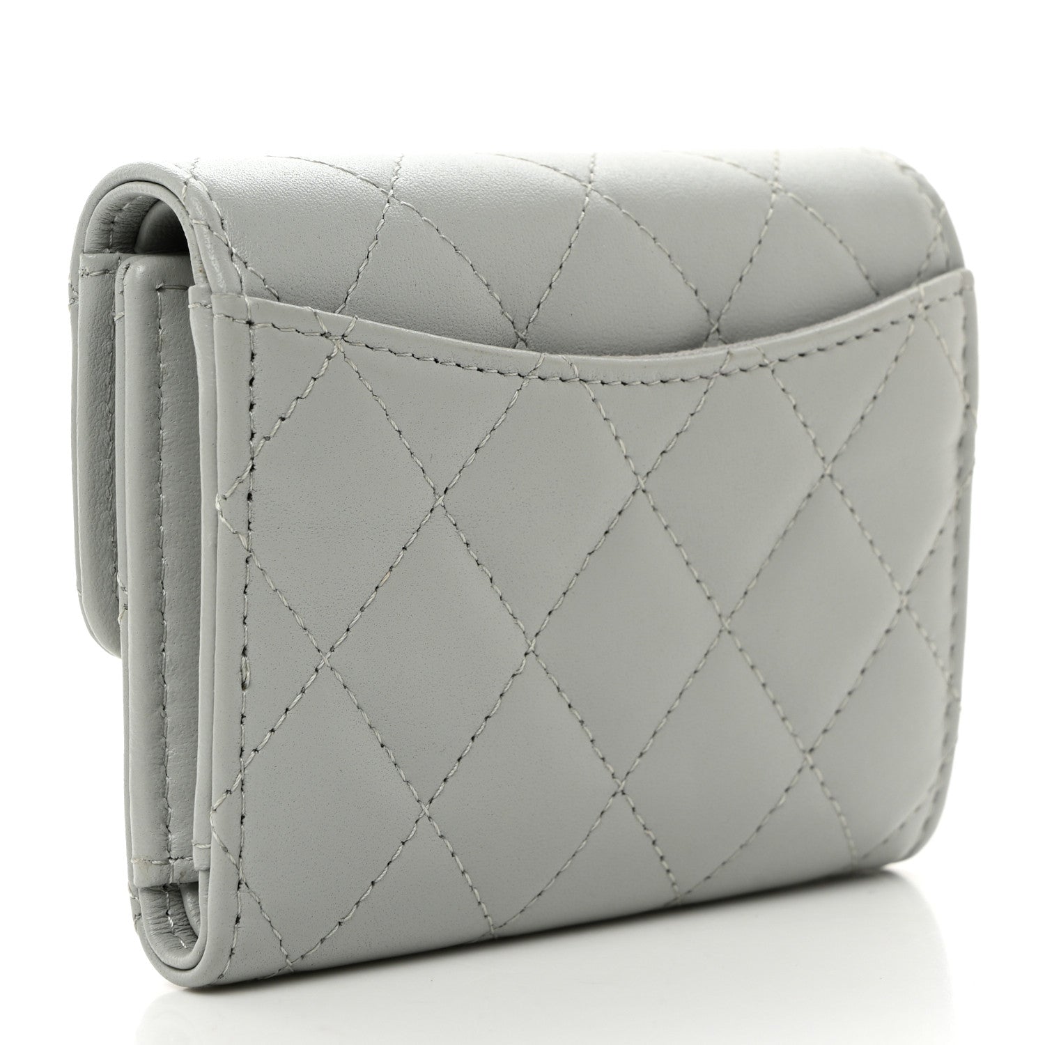 Chanel Lambskin Quilted Small Flap Wallet Grey 3 of 7