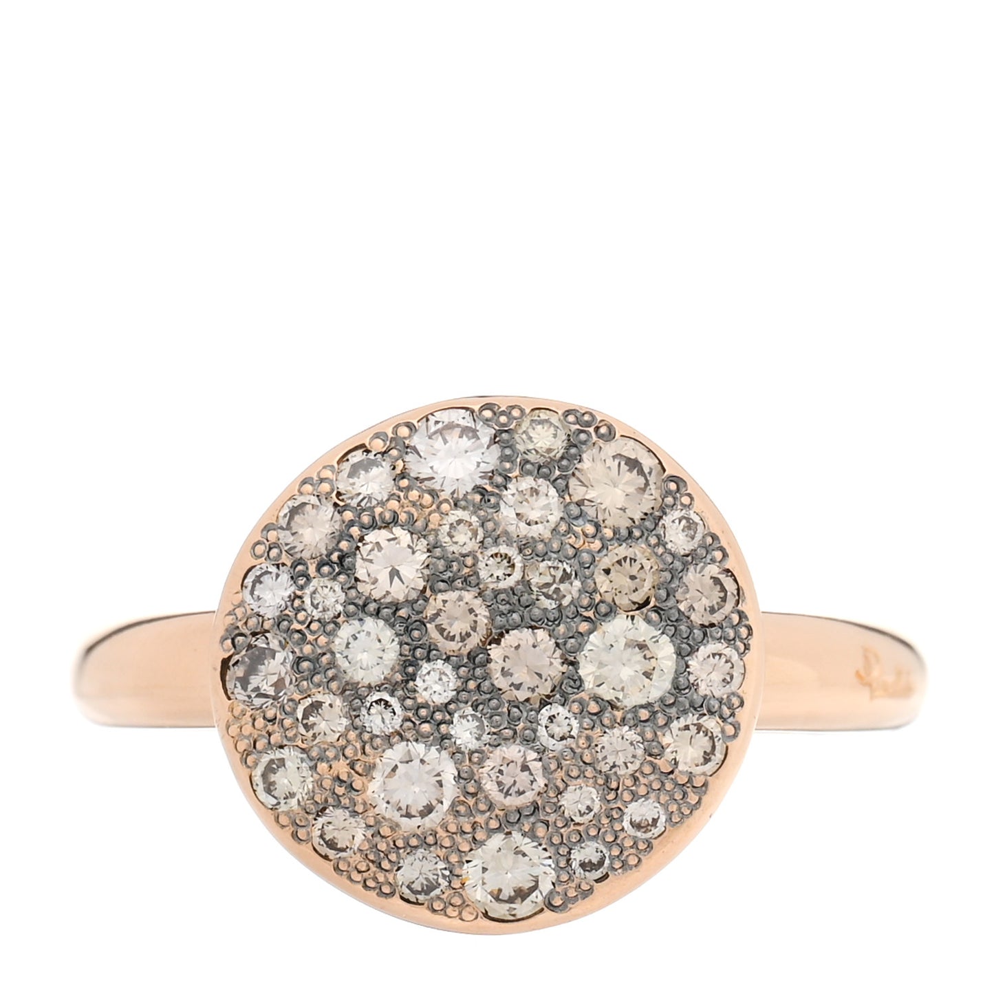 18K Rose Gold Diamond Round Sabbia Ring 55 7.25