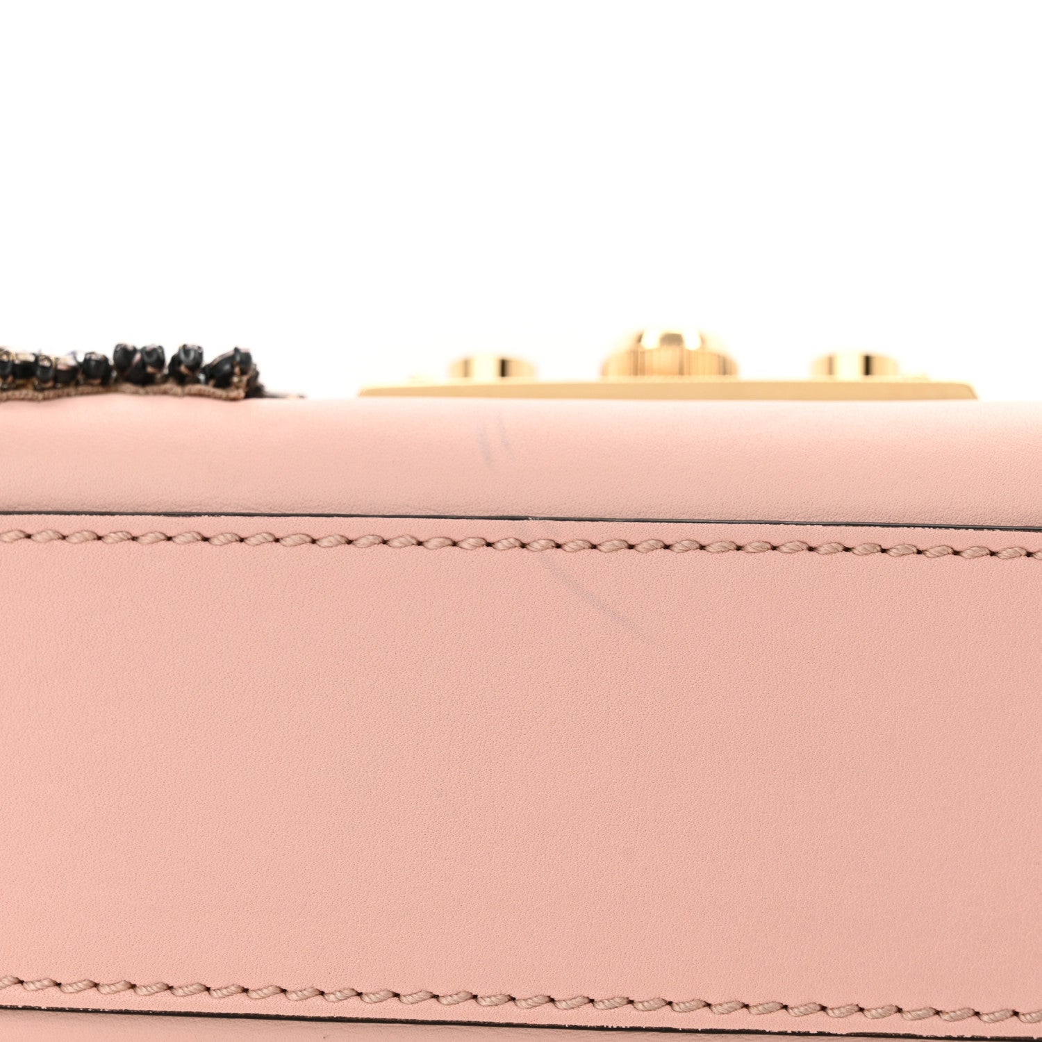 Gucci Calfskin Crystal Star Embroidered Small Padlock Shoulder Bag Perfect Pink Multicolor 13 of 14