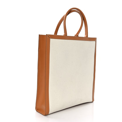 Celine Canvas Calfskin Vertical Cabas Natural Tan 3 of 8