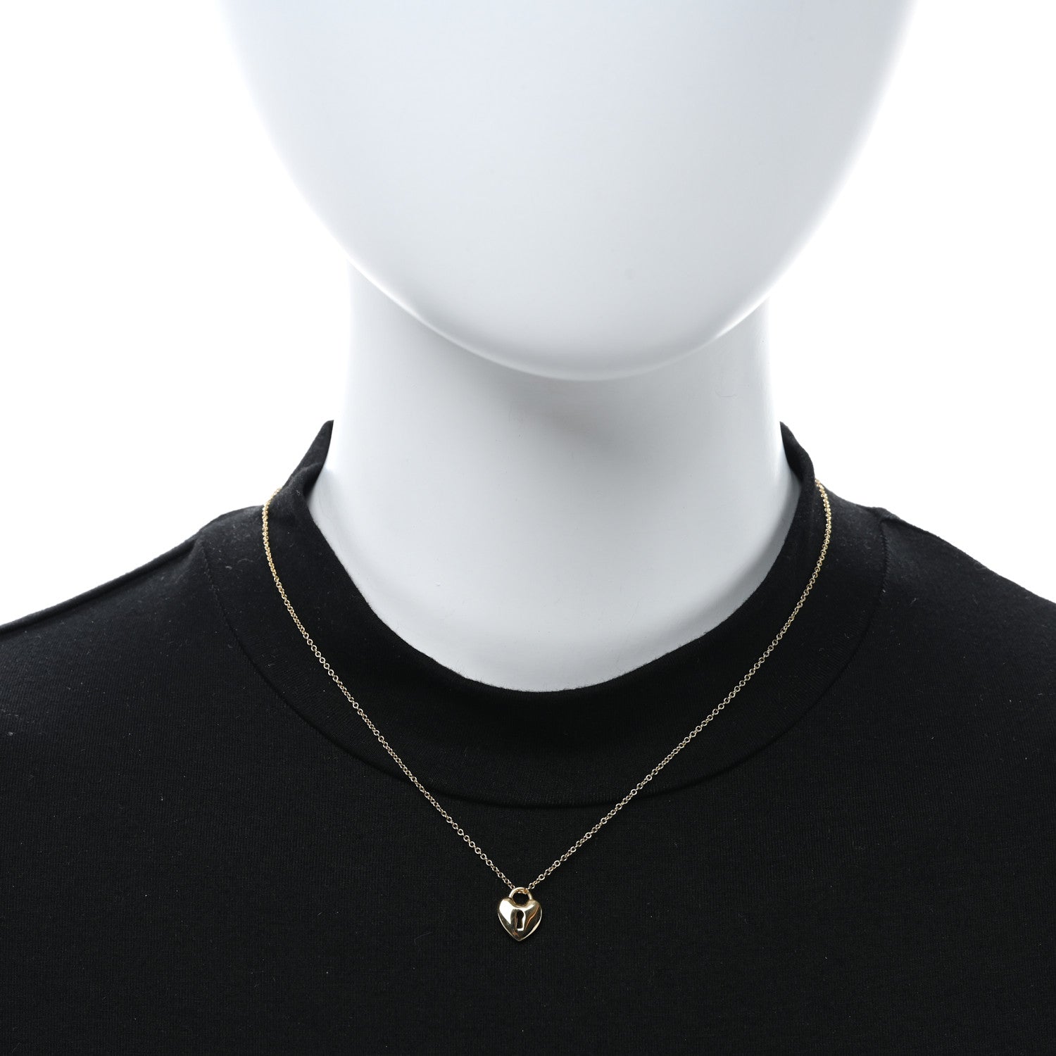 Tiffany 18K Yellow Gold Mini Heart Lock Pendant Necklace 2 of 5