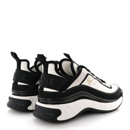 Chanel Suede Calfskin Mixed Fibers CC Sneakers 36.5 White Black 5 of 10