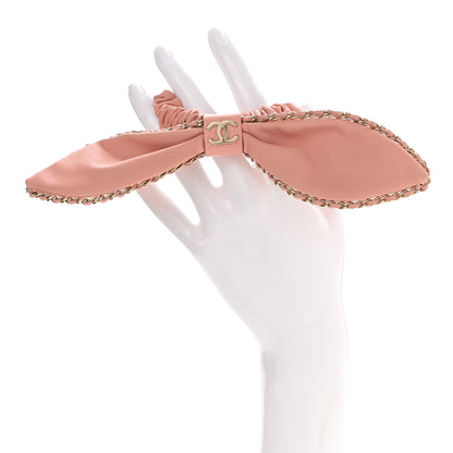 Chanel Lambskin Chain CC Hair Bow Tie Pink Gold 2 of 4