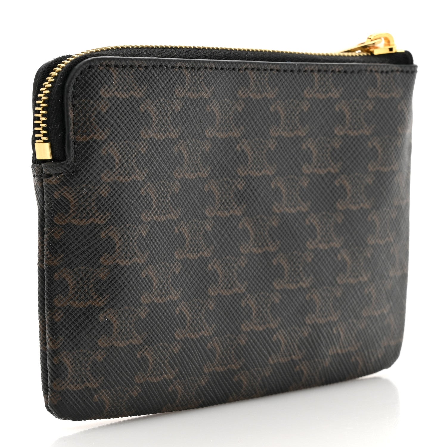Celine Triomphe Canvas Logo Coin and Card Pouch With Hook Black 3 of 8