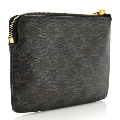 Celine Triomphe Canvas Logo Coin and Card Pouch With Hook Black 3 of 8
