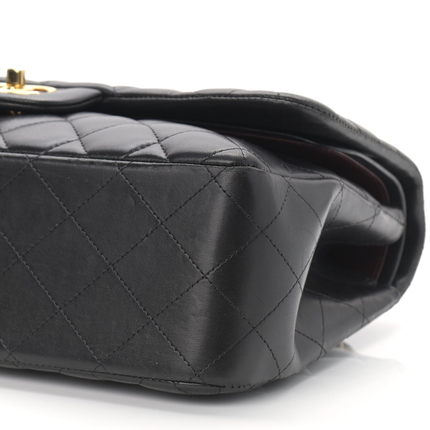 Lambskin Quilted Jumbo Double Flap Black