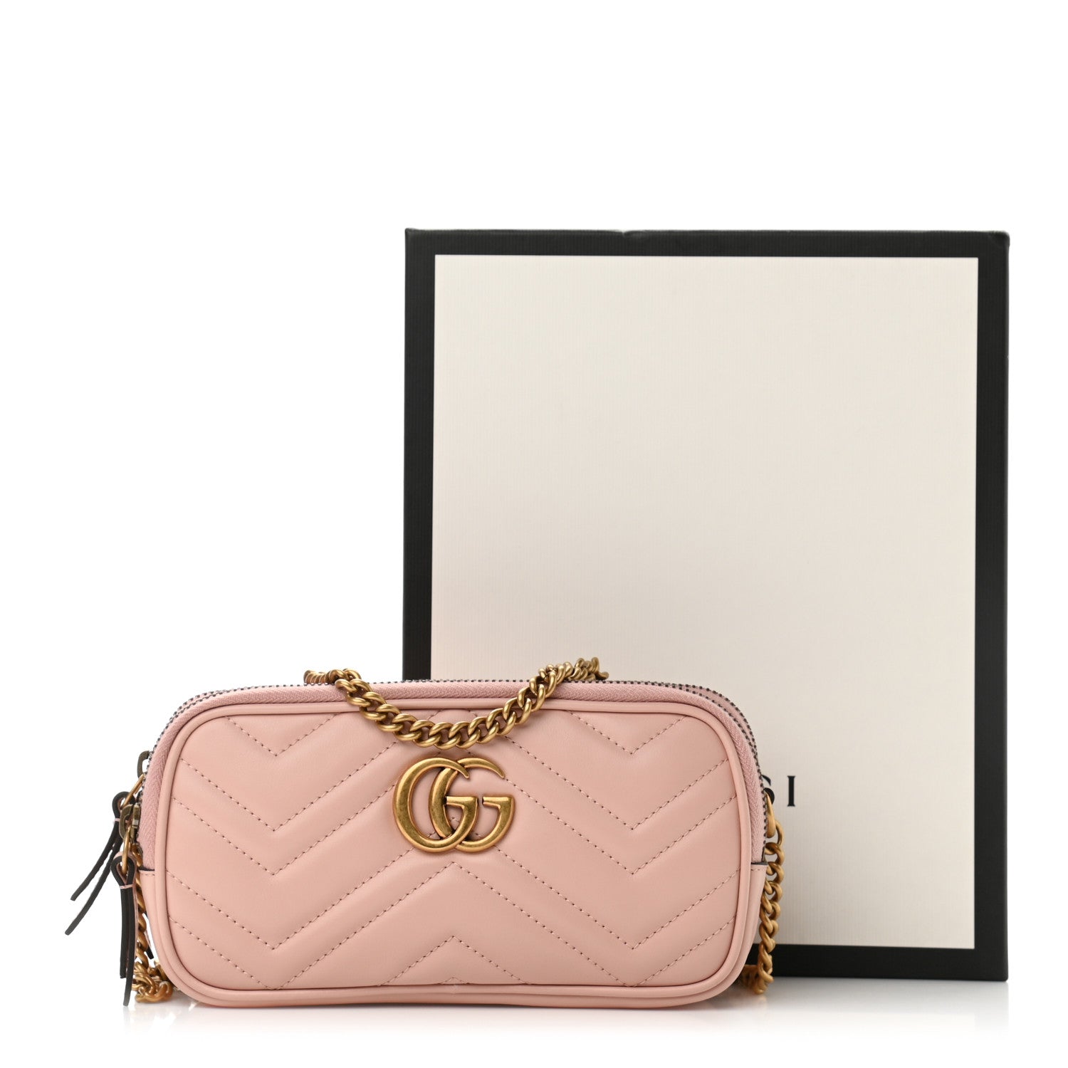 Gucci Calfskin Matelasse Mini GG Marmont Chain Crossbody Bag Perfect Pink 13 of 13