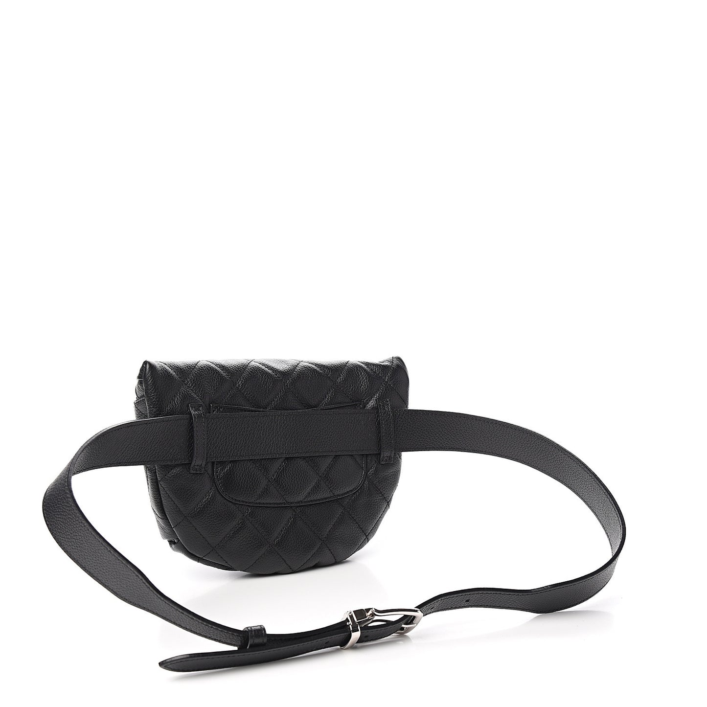 Grained Calfskin Quilted Waist Belt Bag Black