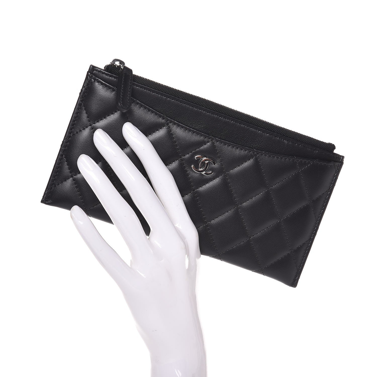 Chanel Lambskin Quilted Classic Zip Pouch Black 2 of 7