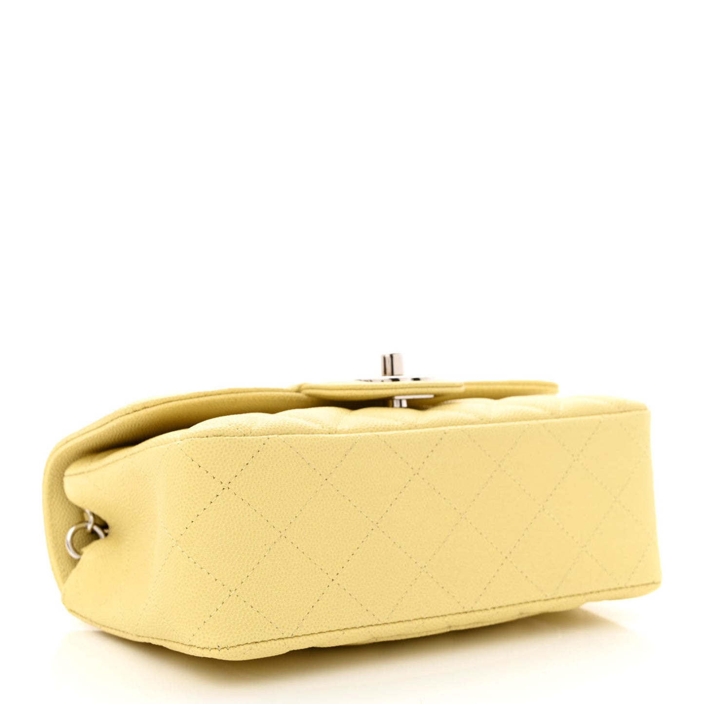 Caviar Quilted Mini Rectangular Flap Light Yellow