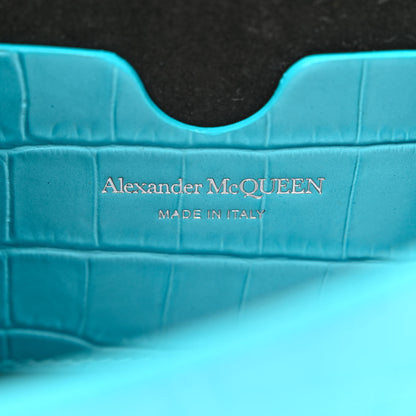 Alexander McQueen Calfskin Crocodile Embossed Skull Mini Crossbody Bag Cerulean 6 of 11