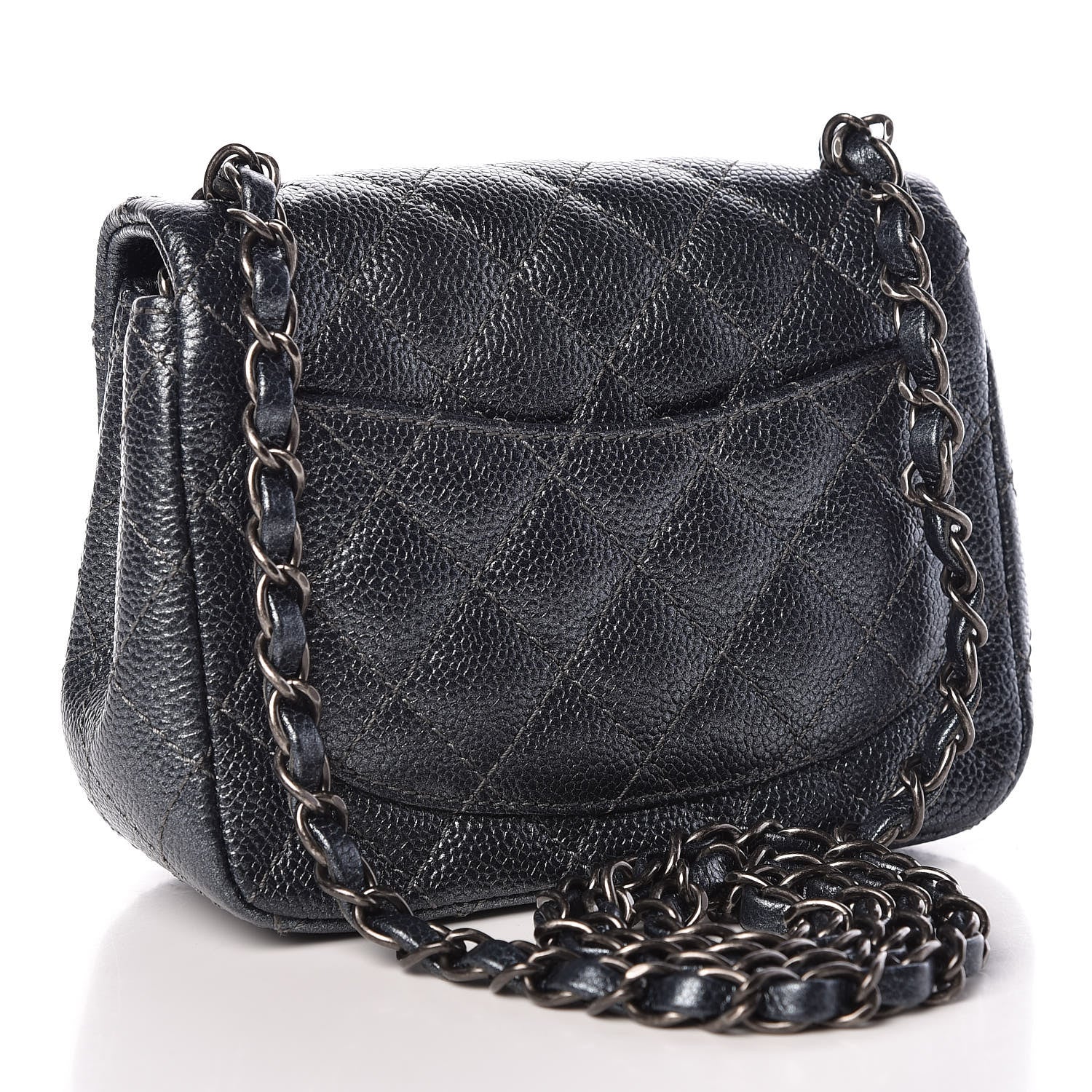 Chanel Metallic Caviar Quilted Mini Square Flap Dark Blue 3 of 11