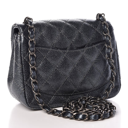 Chanel Metallic Caviar Quilted Mini Square Flap Dark Blue 3 of 11