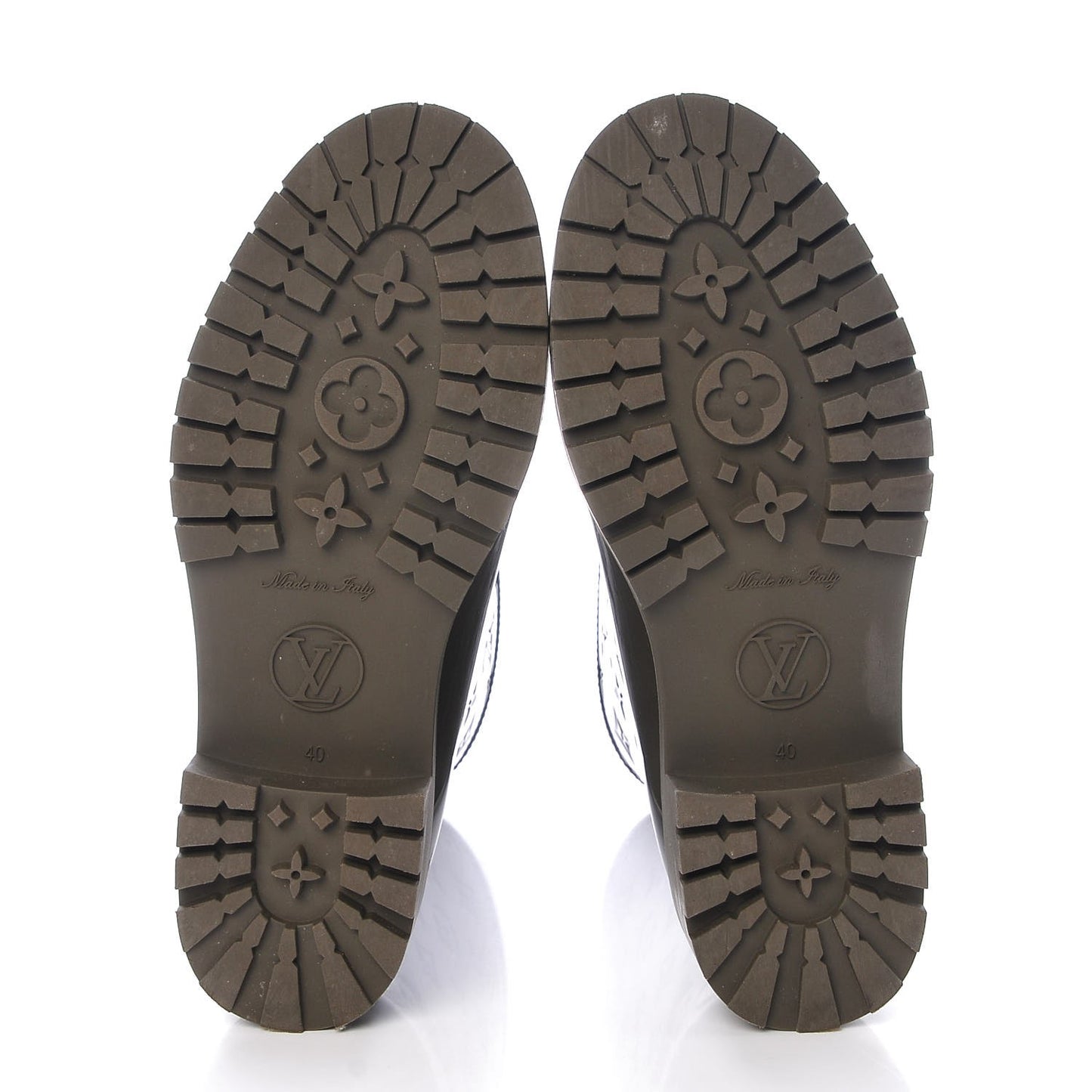 Rubber Embossed Monogram Drops Flat Half Boots 40 Kaki