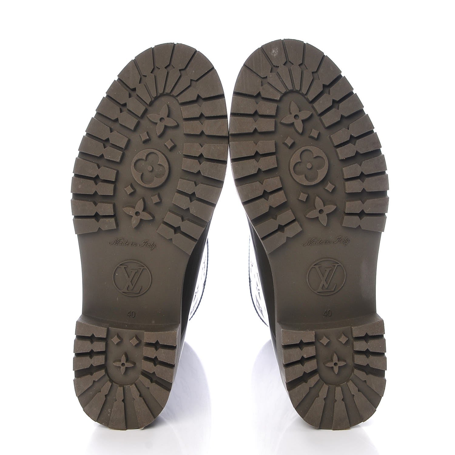 Louis Vuitton Rubber Embossed Monogram Drops Flat Half Boots 40 Kaki 5 of 14