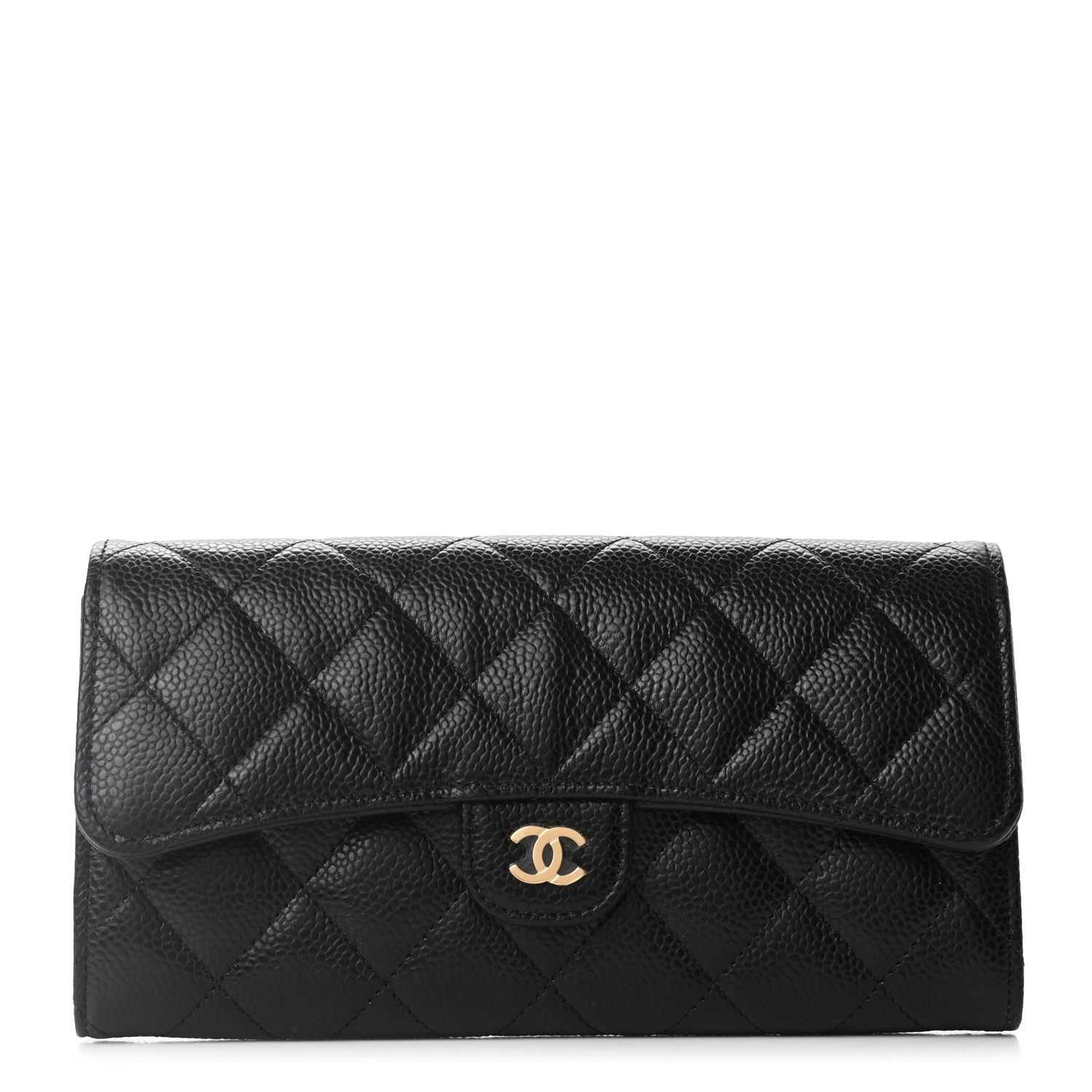Chanel Caviar Quilted Large Gusset Flap Wallet Black 1 of 8