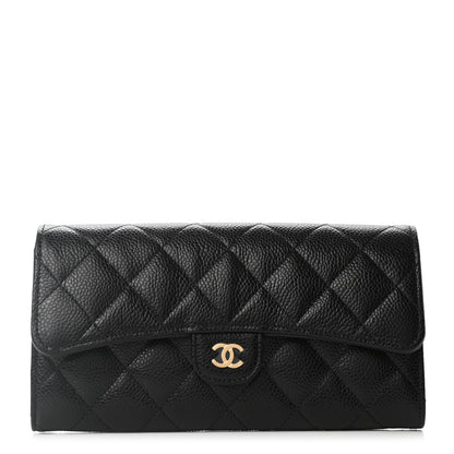 Chanel Caviar Quilted Large Gusset Flap Wallet Black 1 of 8