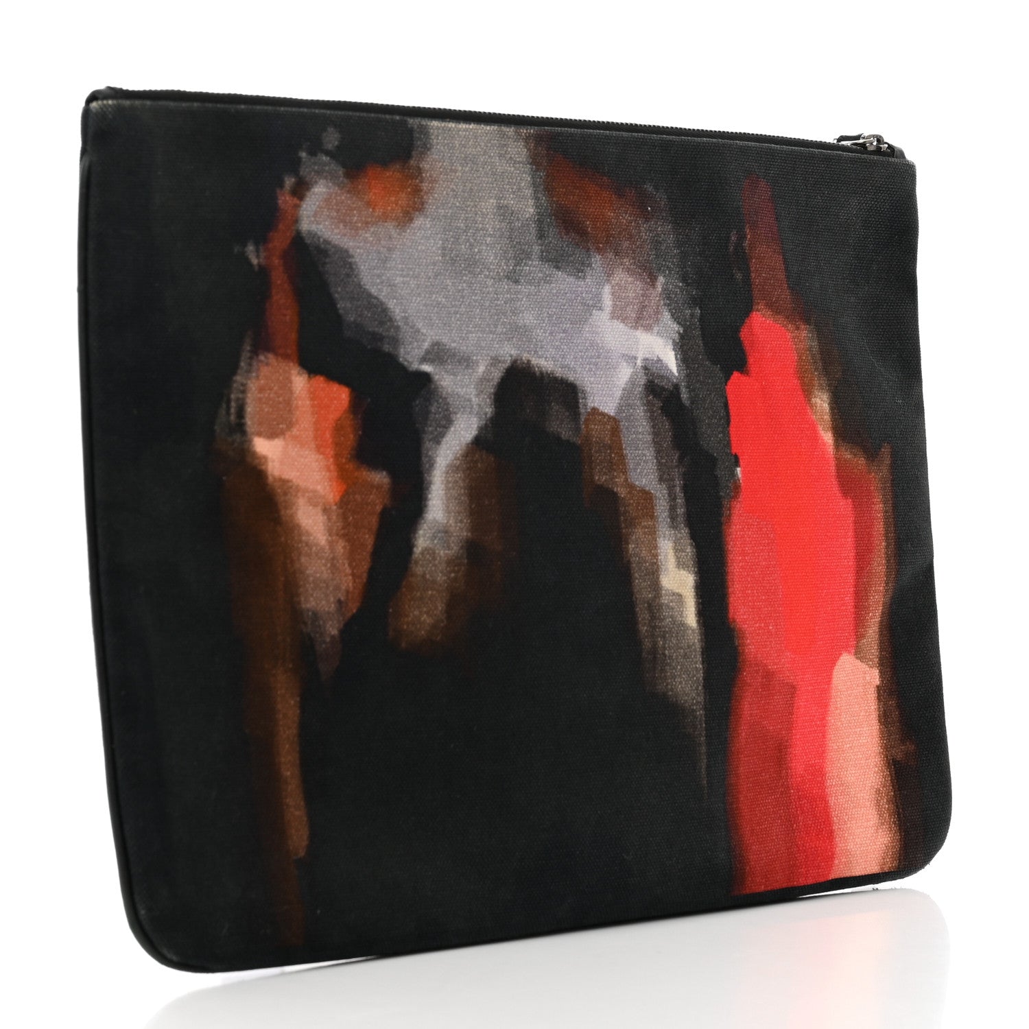 Givenchy Cotton Canvas Large Doberman Print Zip Pouch Black 3 of 10
