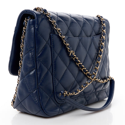 Chanel Lambskin Enamel Quilted Chain Frame Flap Navy 3 of 11