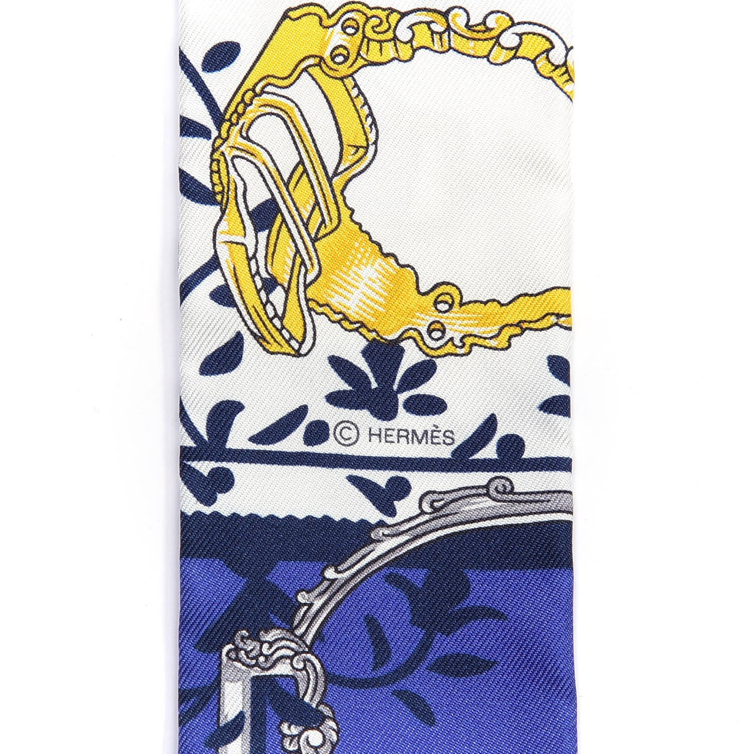 Hermes Silk Etriers Remix Twilly Marine White Or 4 of 4