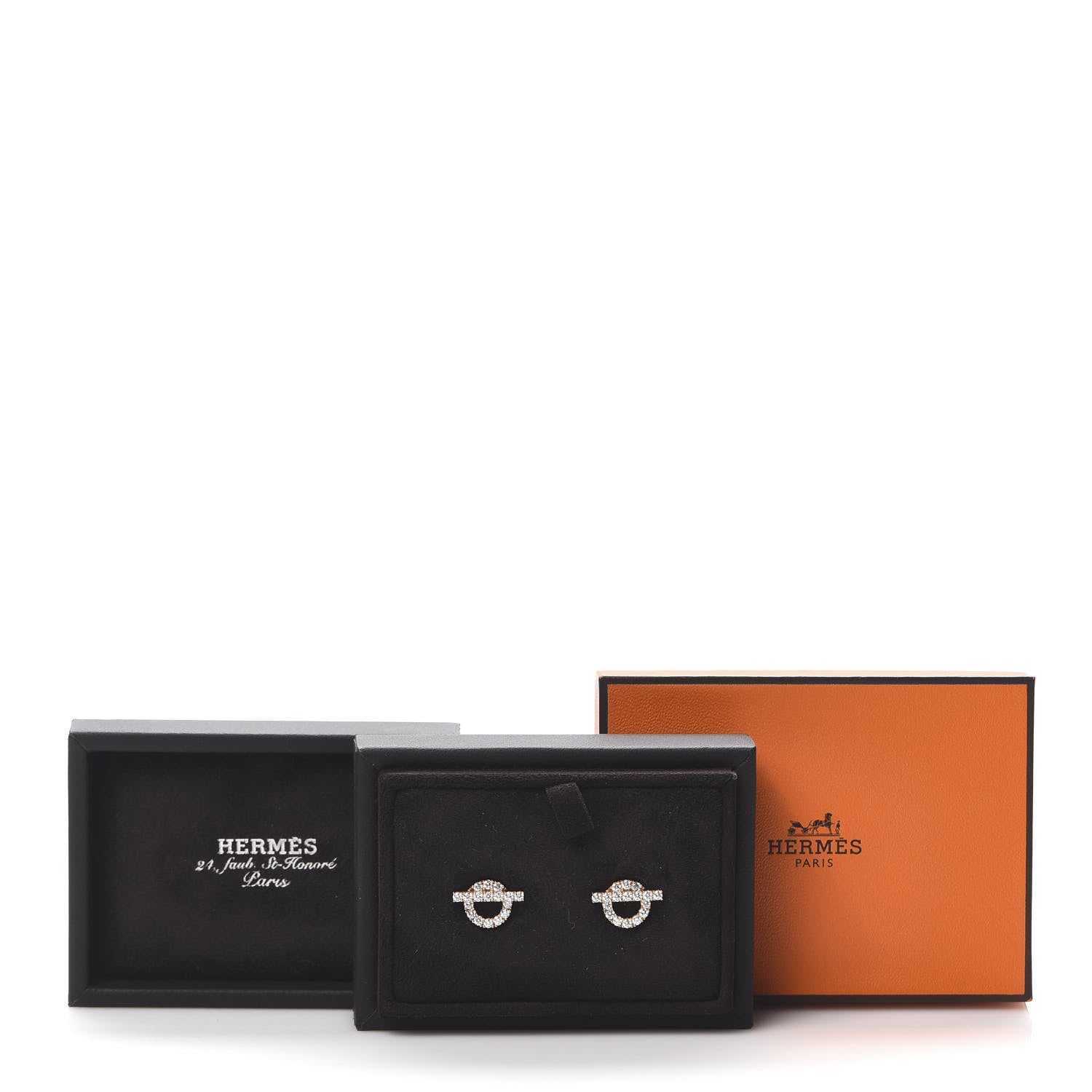 Hermes 18K Rose Gold Diamond Finesse Earrings 6 of 6